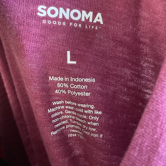Lauren Conrad Floral Topper Cardigan & Sonoma V-Neck Raspberry Tee Sz L NWOT - Picture 10 of 11